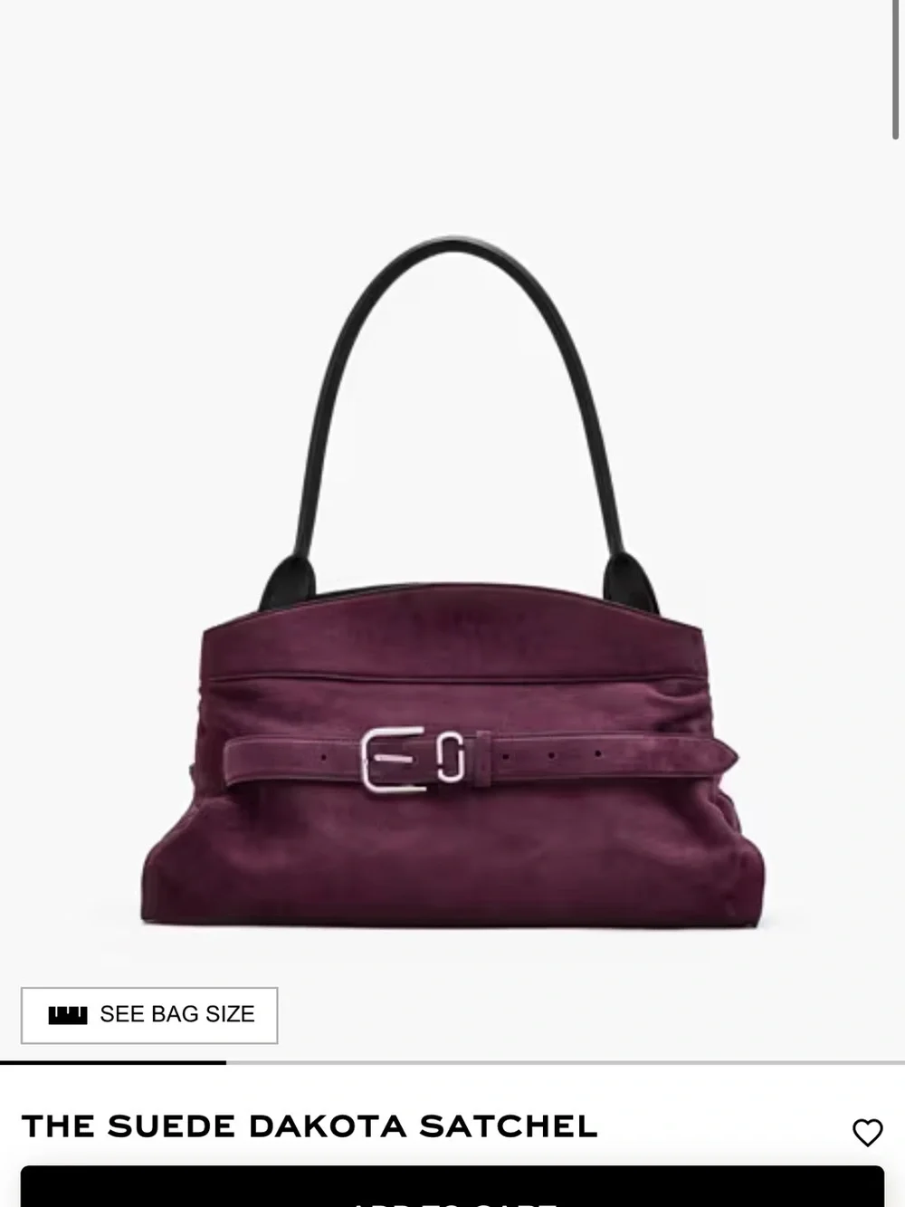 NWT Marc Jacobs the suede Dakota satchel - dark plum
